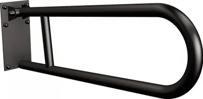 Immagine prodotto di Maniglia di sostegno, senza barriere, nera, maniglia a U, maniglia di sicurezza, maniglione, dritta, 90 cm, semicircolare regolabile