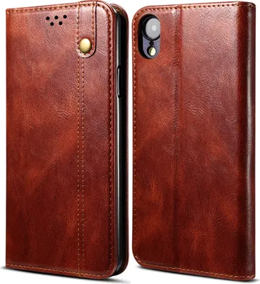 Produktbild von iPhone XR Hülle, LaimTop Leder Flip Brieftasche Schutzhülle für iPhone XR Rot