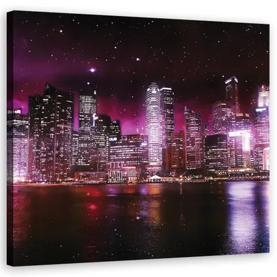 Produktbild von Leinwandbild städte & architektur - violett 50x50 cm Feeby lila wandbild bereit zum aufhängen