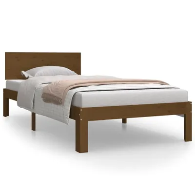 Image de vidaXL Lit en bois massif pin brun miel 90x200 cm