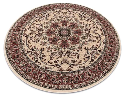 Image de Tapis en laine POLONIA cercle KORDOBA sable, beige / terre cuite beige cercle 135 cm