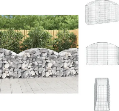 Produktbild von vidaXL Gabione mit Hochbogen 150x50x80/100 cm Verzinktes Eisen -  Blumentöpfe & Pflanzgefäße
