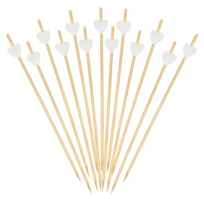 Cocktailspieße mit Herzen, 100 Stück, Holz, 12 cm