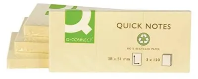 Produktbild von Q-Connect® Haftnotizen Recycling - 38 x 51 mm, gelb, 12 Stück
