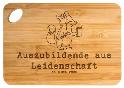 Produktbild von Mr. & Mrs. Panda Schneidebrett Auszubildende Leidenschaft - Transparent - Geschenk, Hackbrett, Frühstücksbrett, Spruch, Azubine, Holzbrett, Lustig, Frühstücksbrettchen