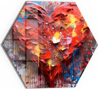 Produktbild von DEQOART Glasbild Echtglas 55x48 cm 'Liebesexplosion' Wandbild Bild modern Deko