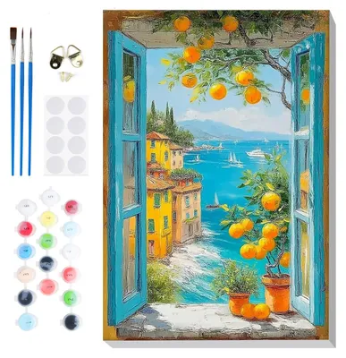 Malen nach Zahlen Set mit Rahmen, 20x30 cm, DIY Acrylfarbe