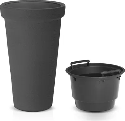 Produktbild von CASARIA® Blumentopf 42L 63x40cm XXL Pflanzkübel Hoch Rund Kunststoff Winterfest Grau Garten Terrasse Übertopf Pflanzkasten Blumenkübel Anthrazit
