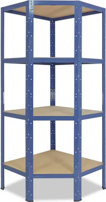 Produktbild von shelfplaza HOME 155x70x40 cm Eckregal in blau mit 4 Böden und 175 kg Traglast pro Boden