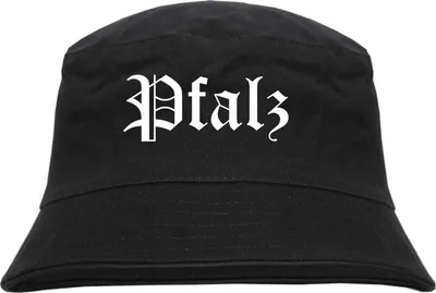 Produktbild von Pfalz Fischerhut - Altdeutsch - bedruckt - Bucket Hat Anglerhut Hut Schwarz S/M