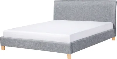 Obrázek produktu pro BELIANI Šedá čalouněná manželská postel 160 x 200 cm s rámem a čelo, skandinávský styl