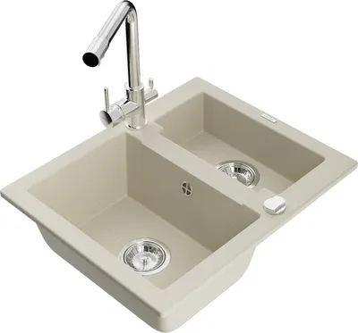Produktbild von Mexen Carlos 1,5-Becken-Granitspüle mit Mischbatterie Duero, Beige - 6518-69-671600-00