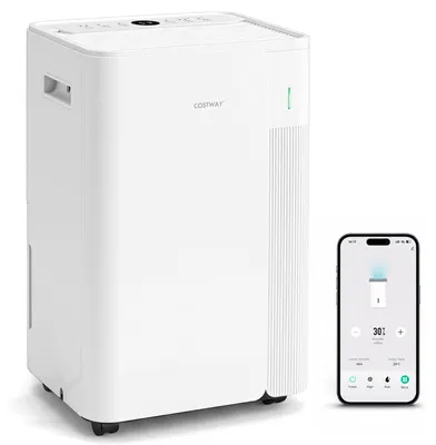 Produktbild von COSTWAY Luftentfeuchter 20L/Tag für 30m², Lufttrockner mit 3 Entfeuchtungsmodi & Wifi APP-fähig, Entfeuchter mit Rollen Ablaufschlauch 4L Tank Timer