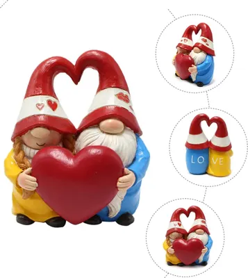 Image de Ornements Nains Tomte Zweedische - Décoration extérieure de mariage - Décoration de scène d'artisanat de couple - Bijoux de nain de jardin - Décorations d'accessoires d'extérieur - Résine de sculpture d'amateur