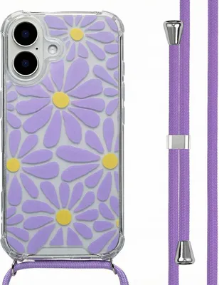 Produktbild von imoshion Design Hülle mit Band iPhone 16 - Tropical Violet Flowers Connect