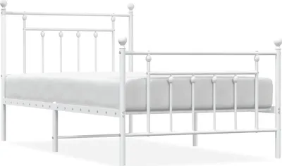 Obrázek produktu pro vidaXL Postel s čelem a nohou kovová bílá 100x190 cm