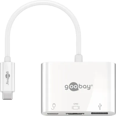Produktbild von Goobay 51771, USB 3.2 Gen 1 (3.1 Gen 1) Type-C, Weiß, HDMI, USB 3.2 Gen 1 (3.1 Gen 1) Type-A, USB Typ-C, Acrylnitril-Butadien-Styrol (ABS), Polyvinylchlorid (PVC), 219 mm, 40 mm