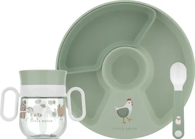 Produktbild von Mepal - Babygeschirr Set Mio Little Dutch - Inklusive auslaufsicherem Trinklernbecher, Kinderteller mit Unterteilung & Lernlöffel - Spülmaschinengeeignet &  frei - 3-teilig Set - Little Farm