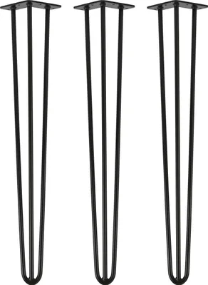 Produktbild von Natural Goods Berlin HAIRPIN Legs, Haarnadelbeine, Möbelfüße, Tischbeine, Schwarz, 71 cm, 3 Streben, 3 Stück