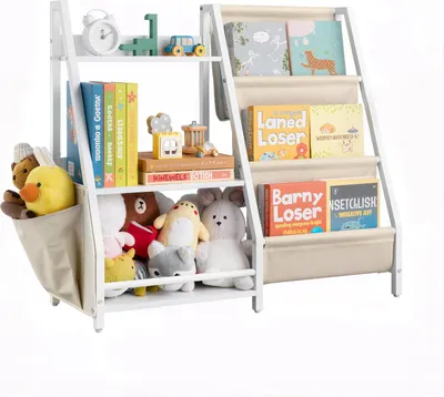 Produktbild von VEVOR Kinderbücherregal Spielzeugaufbewahrung für Kleinkinder Bücherregal mit Stofffächern & Seitentasche, Kinderregal für Kinderzimmer Spielzimmer Kindergarten Kinderkrippe 850 x 300 x 755 mmVEVOR Kinderbücherregal Spielzeugaufbewahrung für Kleinkinder Bücherregal mit Stofffächern & Seitentasche, Kinderregal für Kinderzimmer Spielzimmer Kindergarten Kinderkrippe 850 x 300 x 755 mmVEVOR Kinderbücherregal Spielzeugaufbewahrung für Kleinkinder Bücherregal mit Stofffächern & Seitentasche, Kinderregal für Kinde