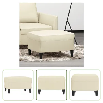 Image de The Living Store pouf Crème 60x50x41 cm simili cuir