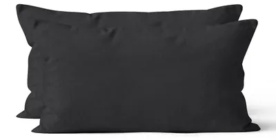 Produktbild von 2 er Set Mikrofaser UNI Kissenhüllen Kissenbezüge Kopfkissenbezug 40x80 cm, Schwarz