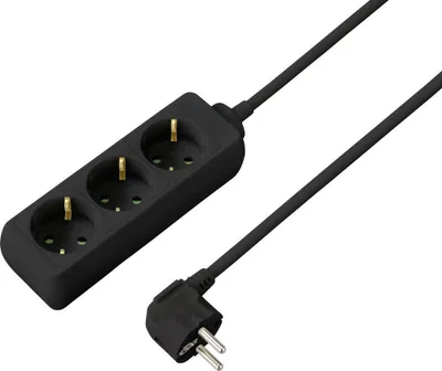 Produktbild von Sygonix SY-4890978 Steckdosenleiste 3fach Schwarz Schutzkontakt 1 St.