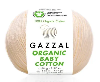 Produktbild von Gazzal Organic Baby Baumwolle 439 Strickwolle Häkelwolle 50 g 115 m Warmes Hellbeige