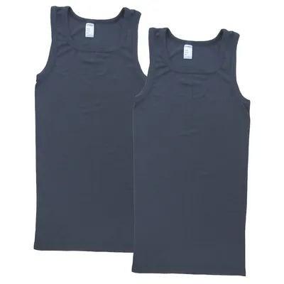 Herren Tank Top extralang graphit 2er Pack