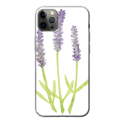 Produktbild von MuchoWow® Handyhülle Schutzhülle Hülle für iPhone 12 Pro Max Lavendel - Aquarell - Pflanzen Silikon Softcase Handy Hülle - Hartschale