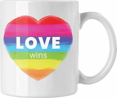 Produktbild von Trendation - Regenbogen Tasse Geschenk LGBT Schwule Lesben Transgender Grafik Pride Love (Weiß)