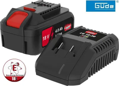Produktbild von GÜDE Starterset System E³ Ladegerät + 18V E³ Akku 4.0 Ah LGAP 18-3040