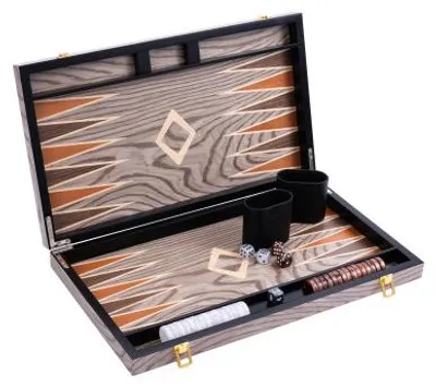 Imagen del producto de Juego de backgammon - 18 Pulgadas - Madera de ébano gris