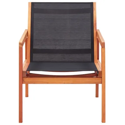 Image de vidaXL Chaise longue de jardin noire en bois massif d'eucalyptus et textilène