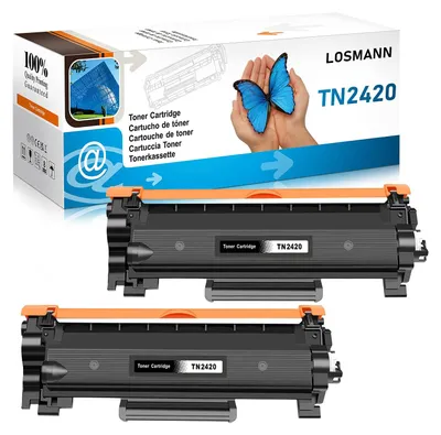 Imagen del producto de Toner LOSMANN 2X compatible con chip para Brother TN-2420 TN-2410 TN2420, compatible con los modelos Brother HL-L2350DW, HL-L2357, HL-L2357DW, HL-L2370, HL-L2370DN, HL-L2375, HL-L2375DW, MFC-L2710, MFC-L2710DN, MFC-L2710DW, MFC-L2730
