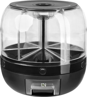 Produktbild von Schramm® Müslispender 360° drehbar mit 6 Kammern á 1000ml Fassungsvermögen Cerealienspender Cornflakesspender wählbar schwarz oder weiß 27x27 cm Lebensmittelspender BPA-frei, Farbe:schwarz