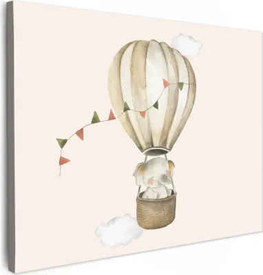Produktbild von Wanddeko 80x60 cm - Kinder Bohemian - Elefant - Heißluftballon, Wandbilder, Wanddeko Wohnzimmer, Bild