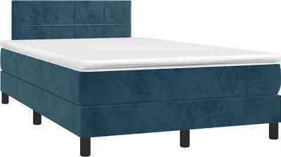Image de vidaXL Lit boxspring avec matelas bleu foncé 120x190 cm velours