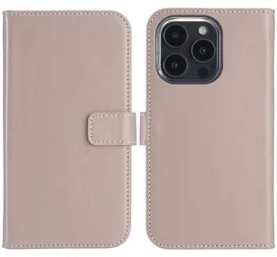 Imagen del producto de Funda de Cuero Auténtico tipo Libro para Apple iPhone 16 Pro - Dusty Pink
