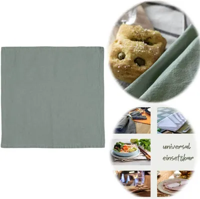 Produktbild von LS-LebenStil Vintage Stoffserviette 45x45cm Freja Mint Grün Vollzwirn Leinen Baumwolle