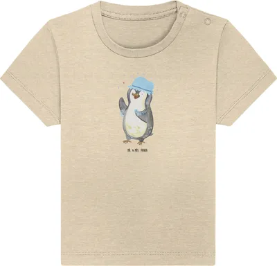 Produktbild von Mr. & Mrs. Panda  T-Shirt Pinguin Duschen 24. - 36. Monat - Natural Raw - Geschenk, Baden, Duschkonzert, Baby Kurzarmshirt, Kleinkind Shirt, Singen, Babyshirt, Dusche