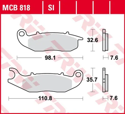 Produktbild von TRW Bremsbelagsatz MCB818SI CRF250L MD38 Tango 125 TG4T EC250F  CRE125RR PR7 Adventure