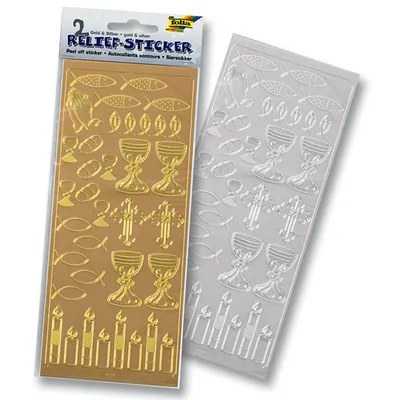 Produktbild von Folia Sticker Konfirmation und Kommunion gold silber 10x24cm 2 Bogen