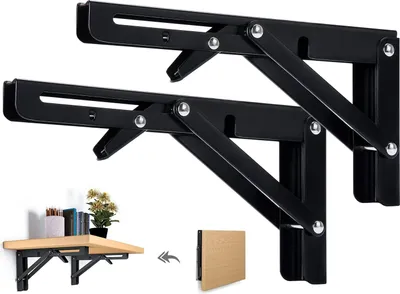Produktbild von Klappkonsole für schwere Lasten 500 mm - klappbar - schwarz - platzsparend - Tragkraft 90 kg - Tischplatte - Wandtisch