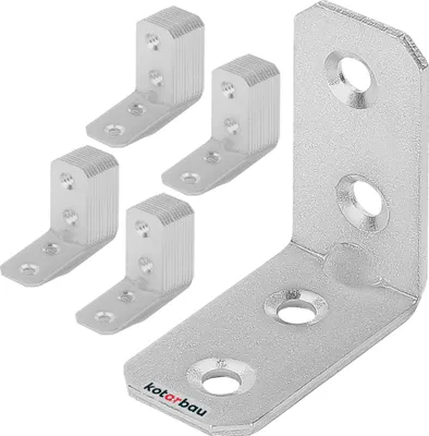 Zdjęcie produktu dla KOTARBAU® Zestaw 50 laczników katowych 40 x 40 x 20 x 2 mm z katownikiem Konstrukcja stalowa Otwory montazowe Zlacza meblowe Ocynkowane Wytrzymale laczniki do drewna Katownik montazowy