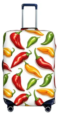 Obrázok produktu pre Obal na kufrík – farebný, mäkký obal s motívom chilli papričiek, vhodný pre kufre s rozmermi od 45,7 do 53,3 cm