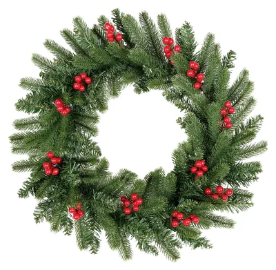 Weihnachtskranz 50 cm mit roten Beeren und Tannennadeln