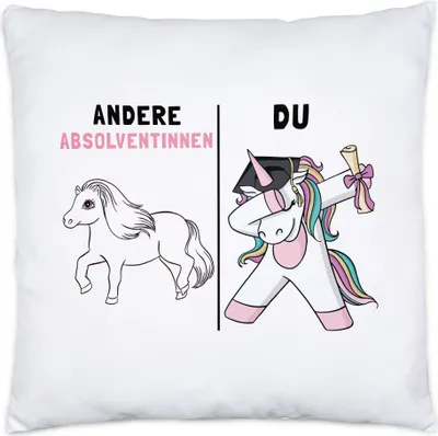 Produktbild von Andere Absolventinnen Du Kissen Inkl. Füllung Pferd Einhorn Geschenkidee Lustig Studium Ausbildung Schule