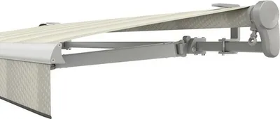 Produktbild von SOLUNA Gelenkarmmarkise Trend 3,5x3 Stoff Dessin J202 Gestell Silber eloxiert Antrieb rechts inkl. Motor, Wandschalter,N