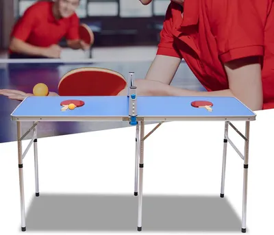 Productafbeelding van Inklapbare Tafeltennistafel - Mini Tafeltennis - Familie Entertainment - Volledige Set - 152 x 76 cm - Blauw